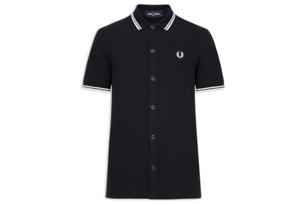 Camisa Casual Masculina Manga Curta com Friso - Azul
