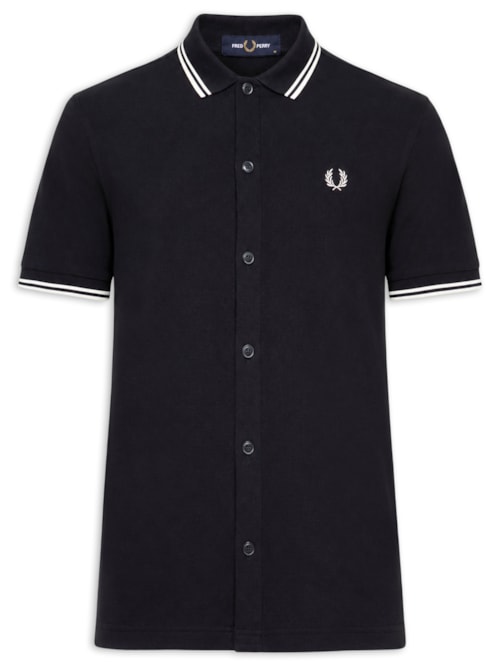 Camisa Casual Masculina Manga Curta com Friso - Azul