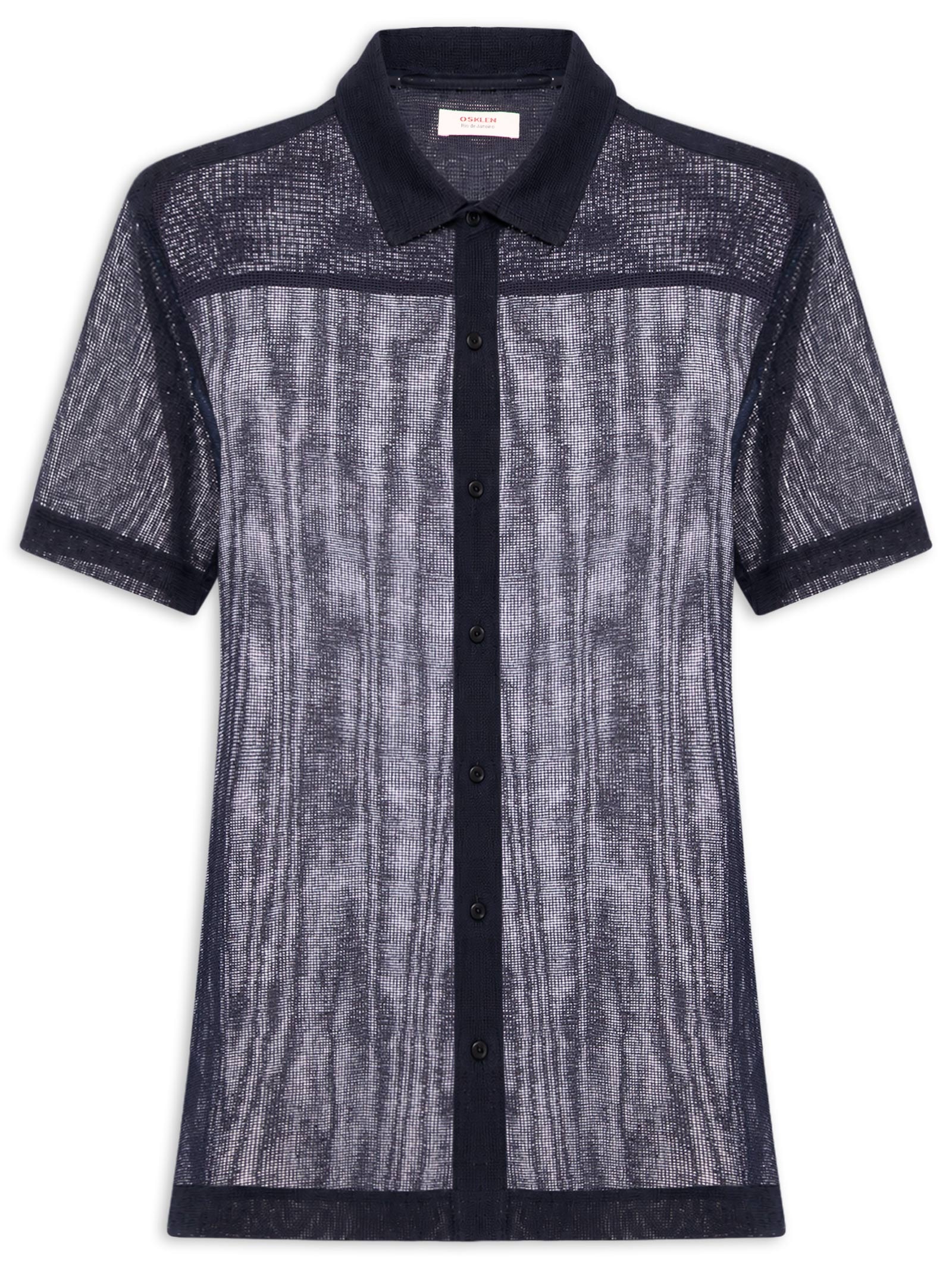 Camisa Casual Masculina Manga Curta Cotton Azul Osklen