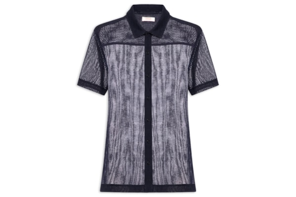 Camisa Casual Masculina Manga Curta Cotton - Azul