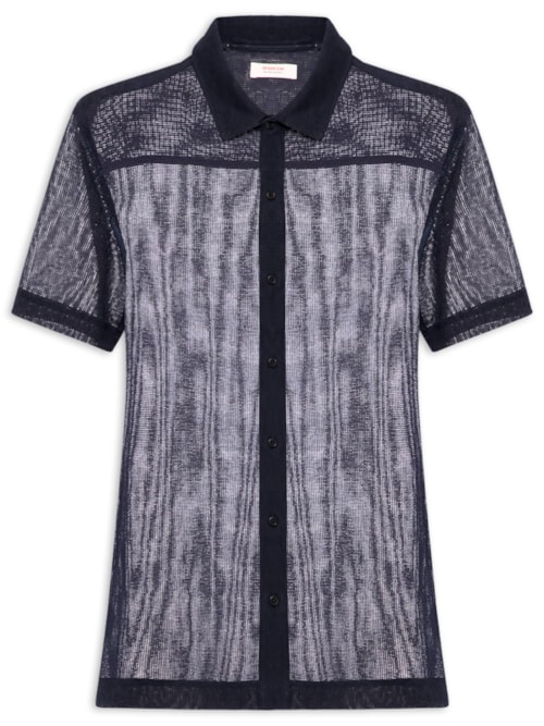 Camisa Casual Masculina Manga Curta Cotton - Azul