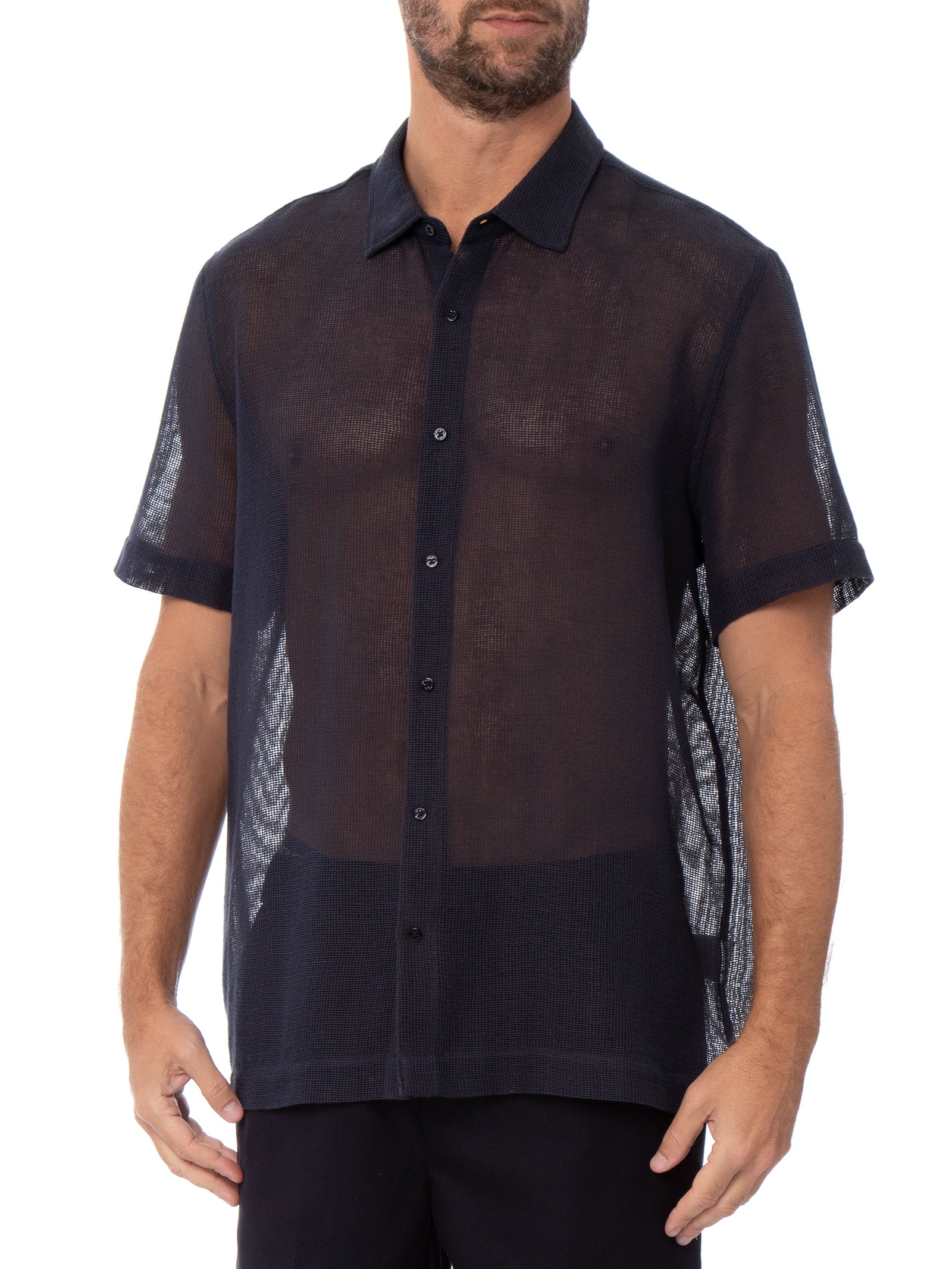 Camisa Casual Masculina Manga Curta Cotton Azul Osklen