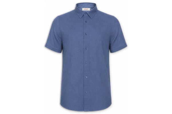 Camisa Casual Masculina Manga Curta Linen Soft - Azul