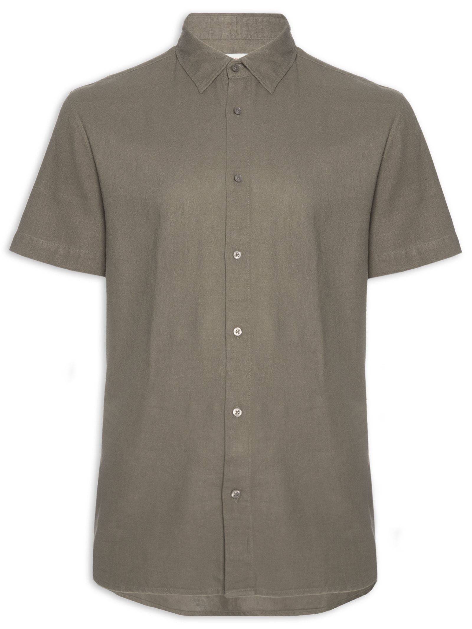 Camisa Casual Masculina Manga Curta Linen Soft Cinza Osklen