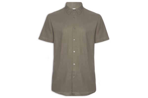 Camisa Casual Masculina Manga Curta Linen Soft - Cinza