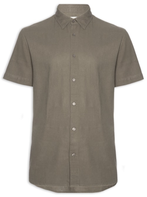Camisa Casual Masculina Manga Curta Linen Soft – Cinza