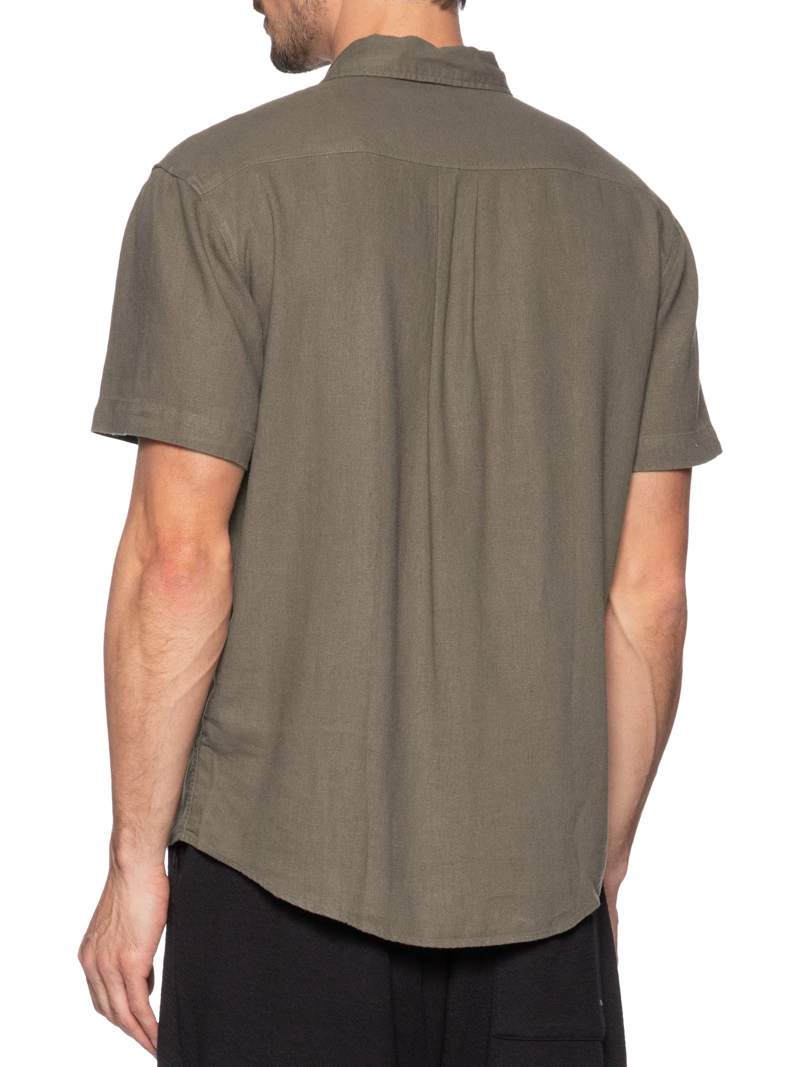 Camisa Casual Masculina Manga Curta Linen Soft Cinza Osklen