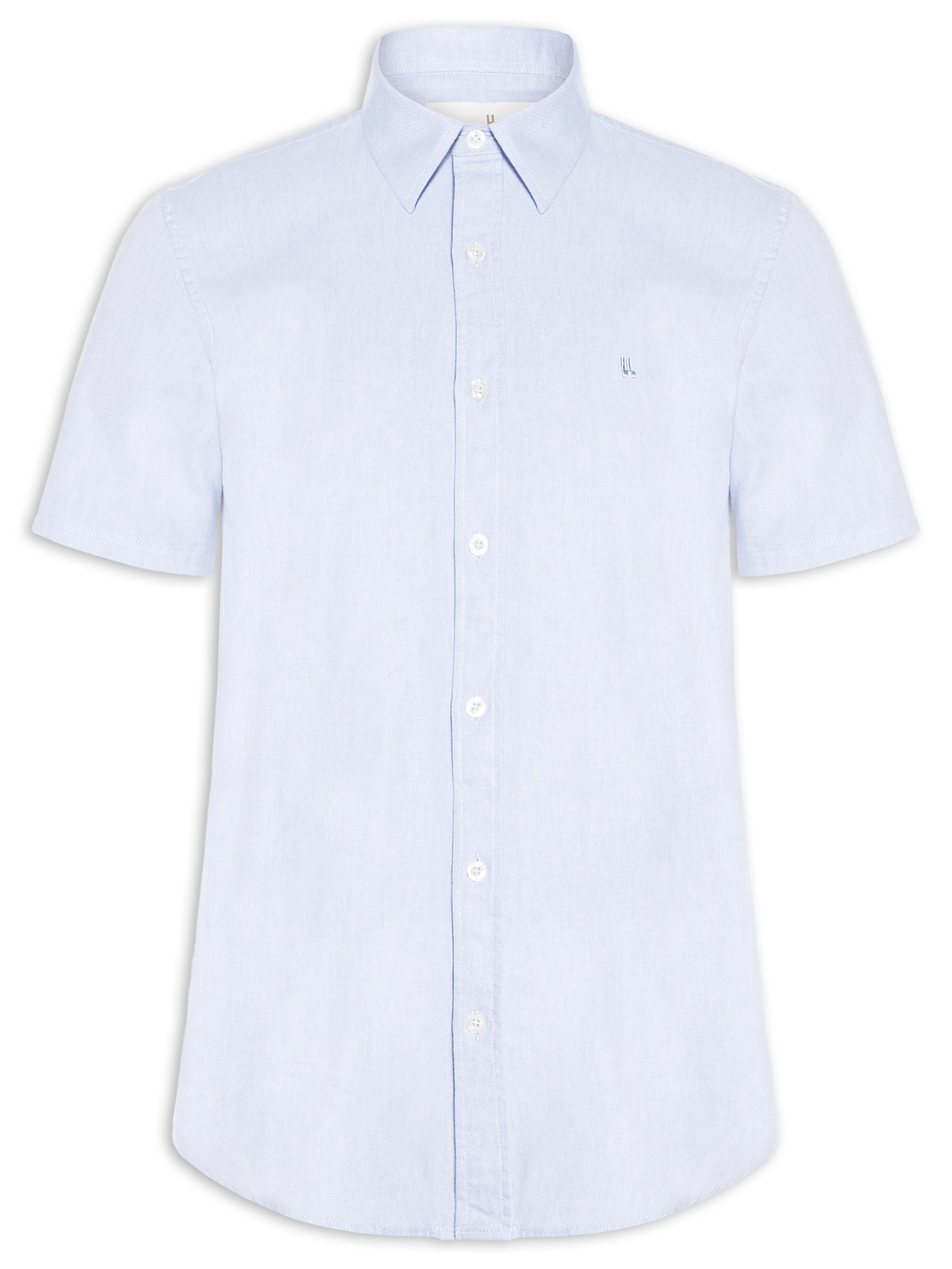 Camisa Casual Masculina Manga Curta Oxford Azul Foxton