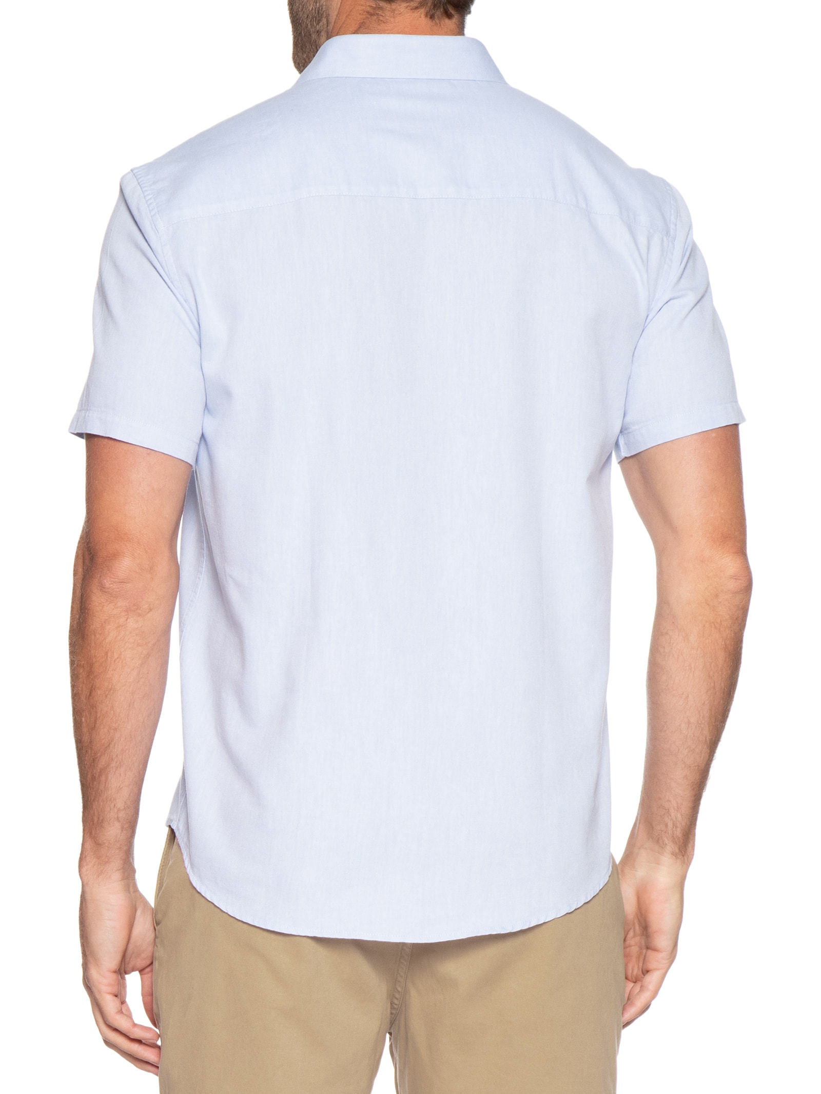 Camisa Casual Masculina Manga Curta Oxford Azul Foxton