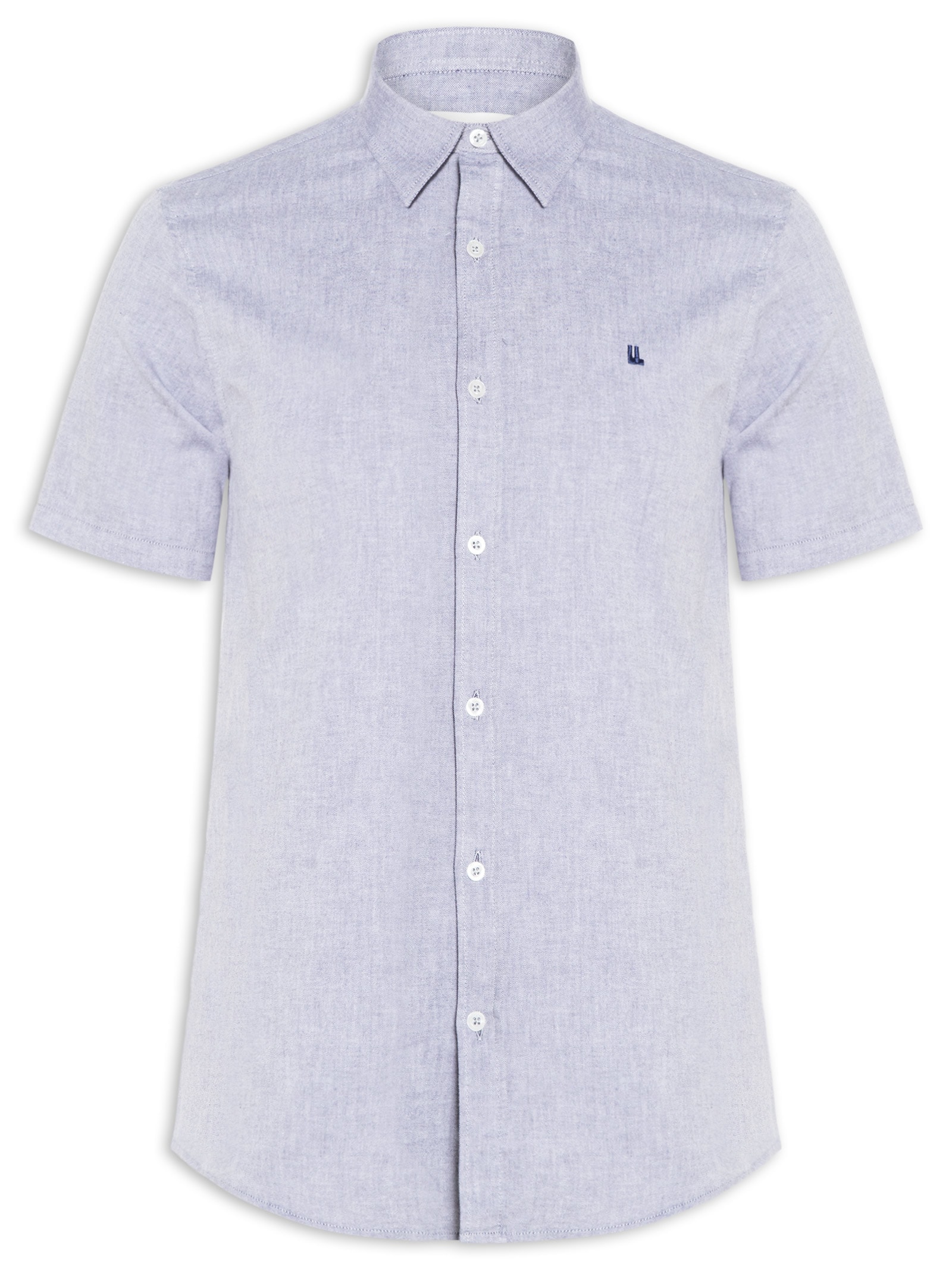 Camisa Casual Masculina Manga Curta Oxford Azul Foxton