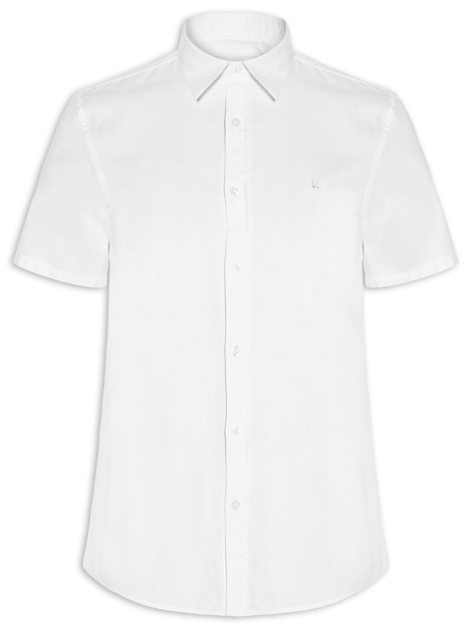 Camisa Casual Masculina Manga Curta Oxford Branco Foxton