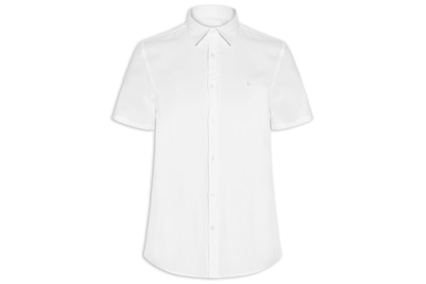 Camisa Casual Masculina Manga Curta Oxford - Branco