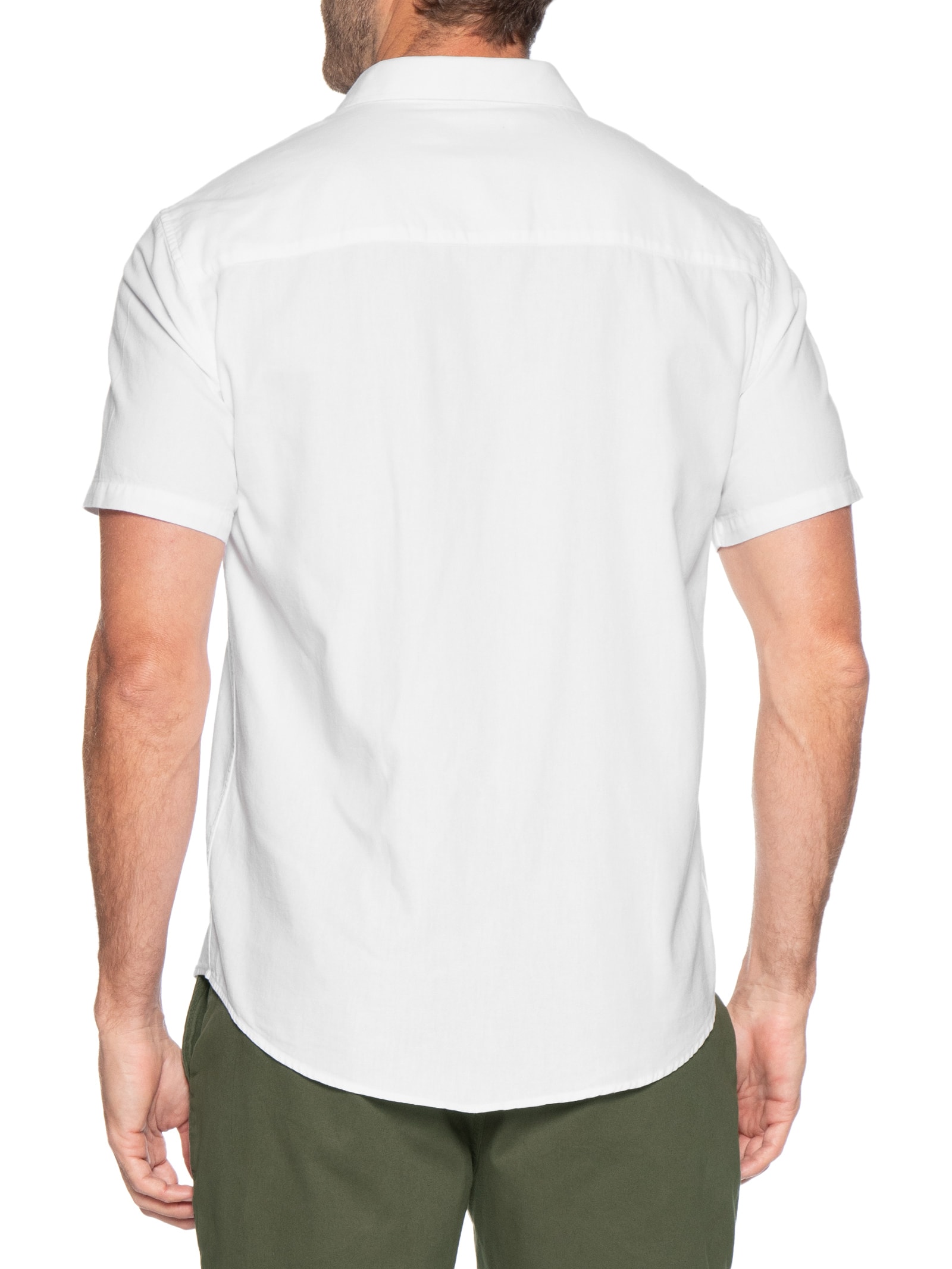 Camisa Casual Masculina Manga Curta Oxford Branco Foxton