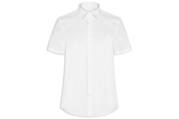 Camisa Casual Masculina Manga Curta Oxford - Branco