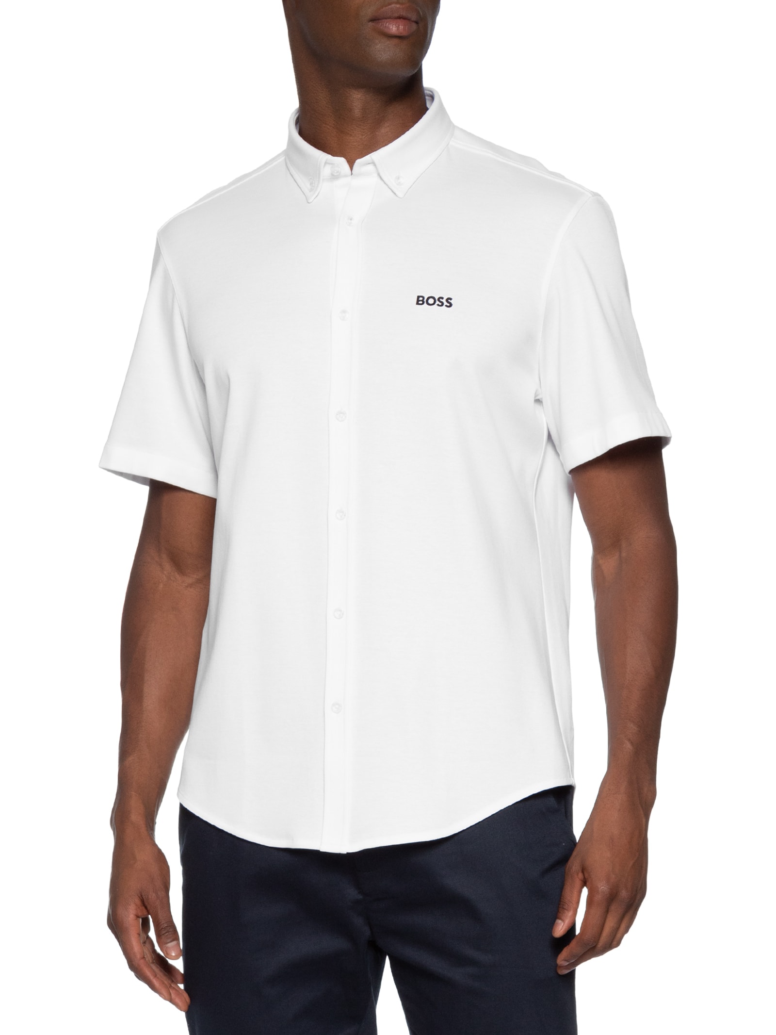 Camisa Casual Masculina Manga Curta ST Motion S Branco Boss