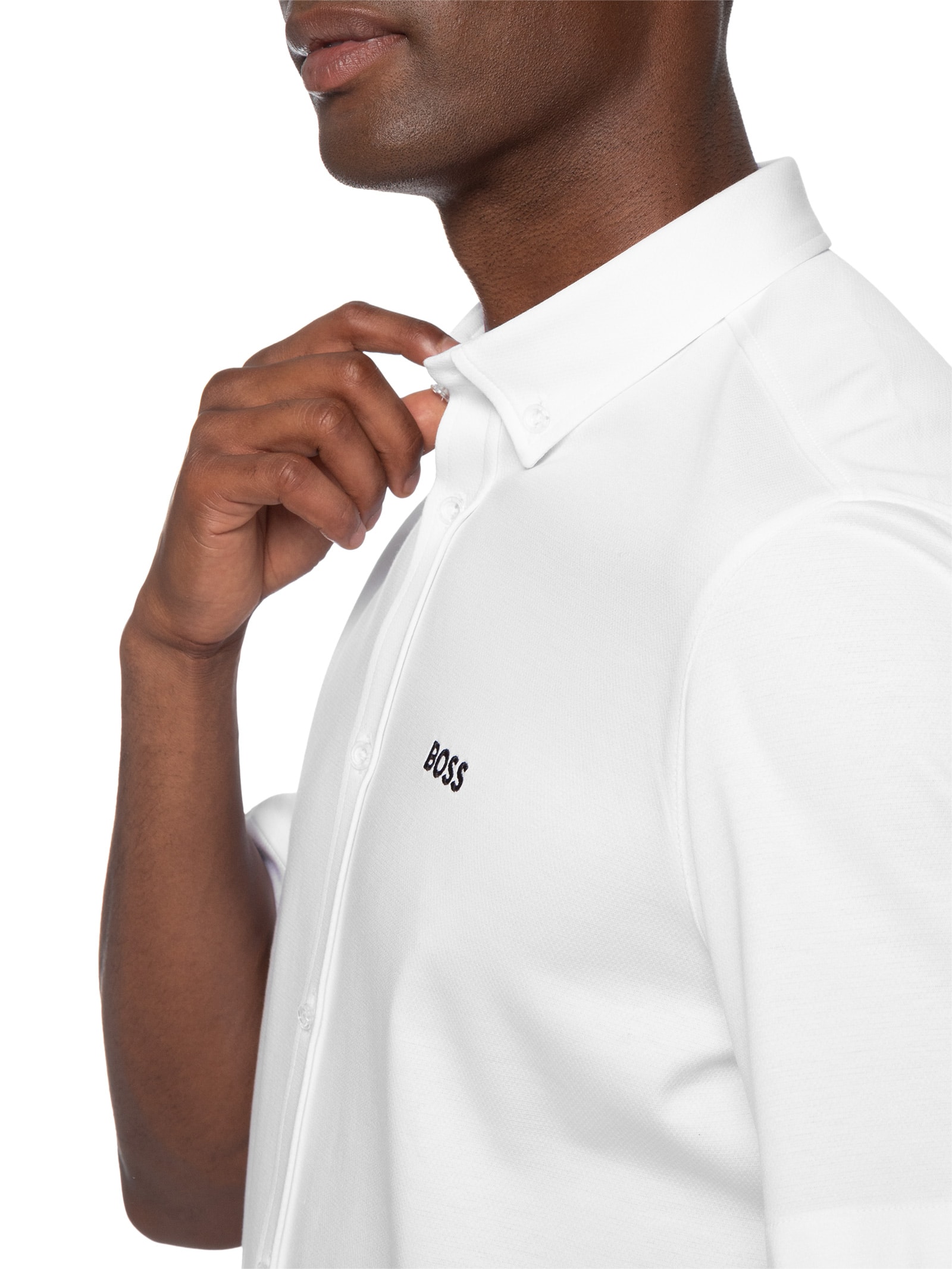 Camisa Casual Masculina Manga Curta ST Motion S Branco Boss