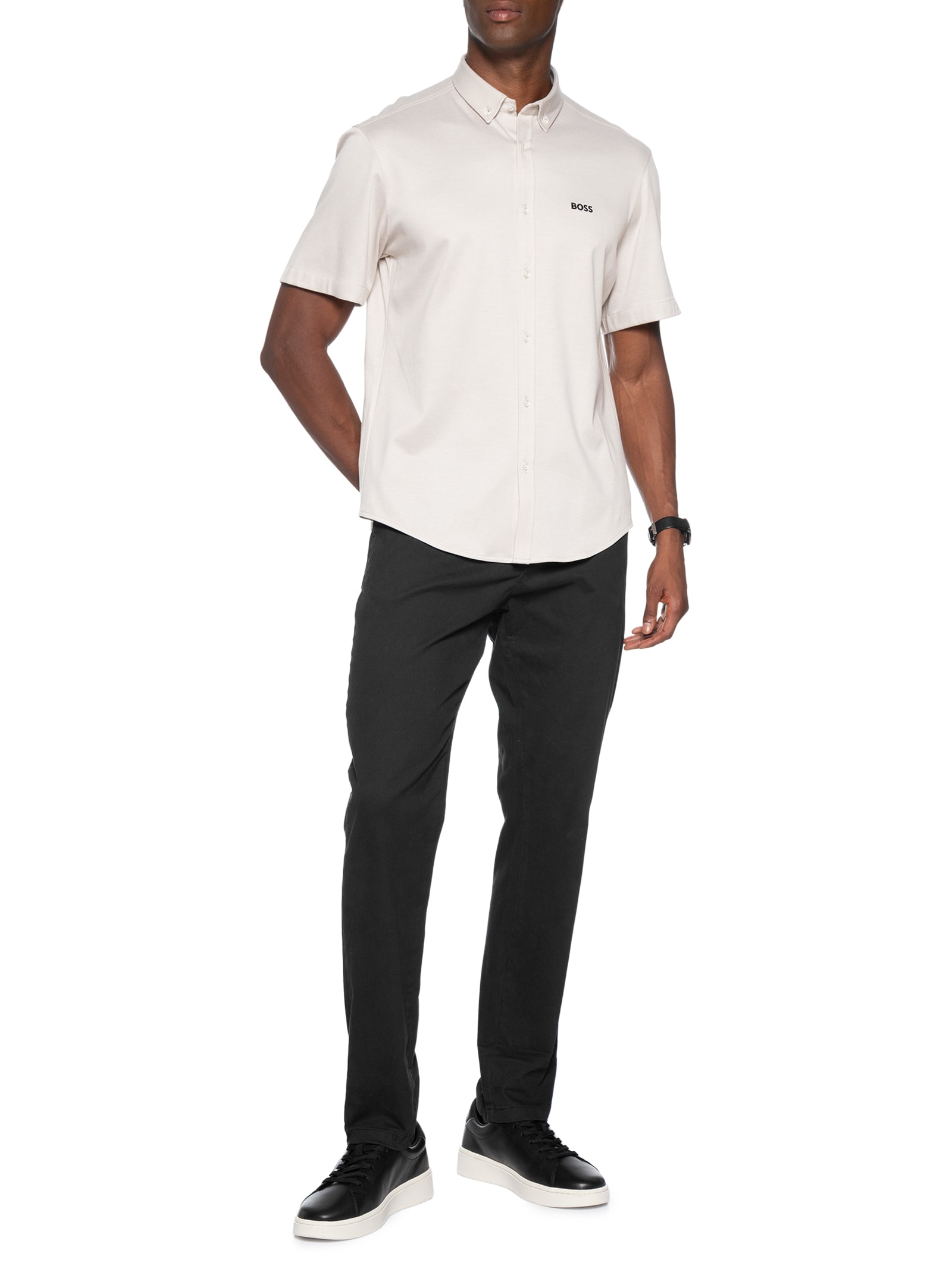 Camisa Casual Masculina Manga Curta ST Motion S Off White Boss