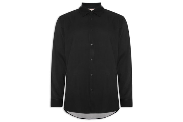 Camisa Casual Masculina Manga Longa Coqueiros - Preto