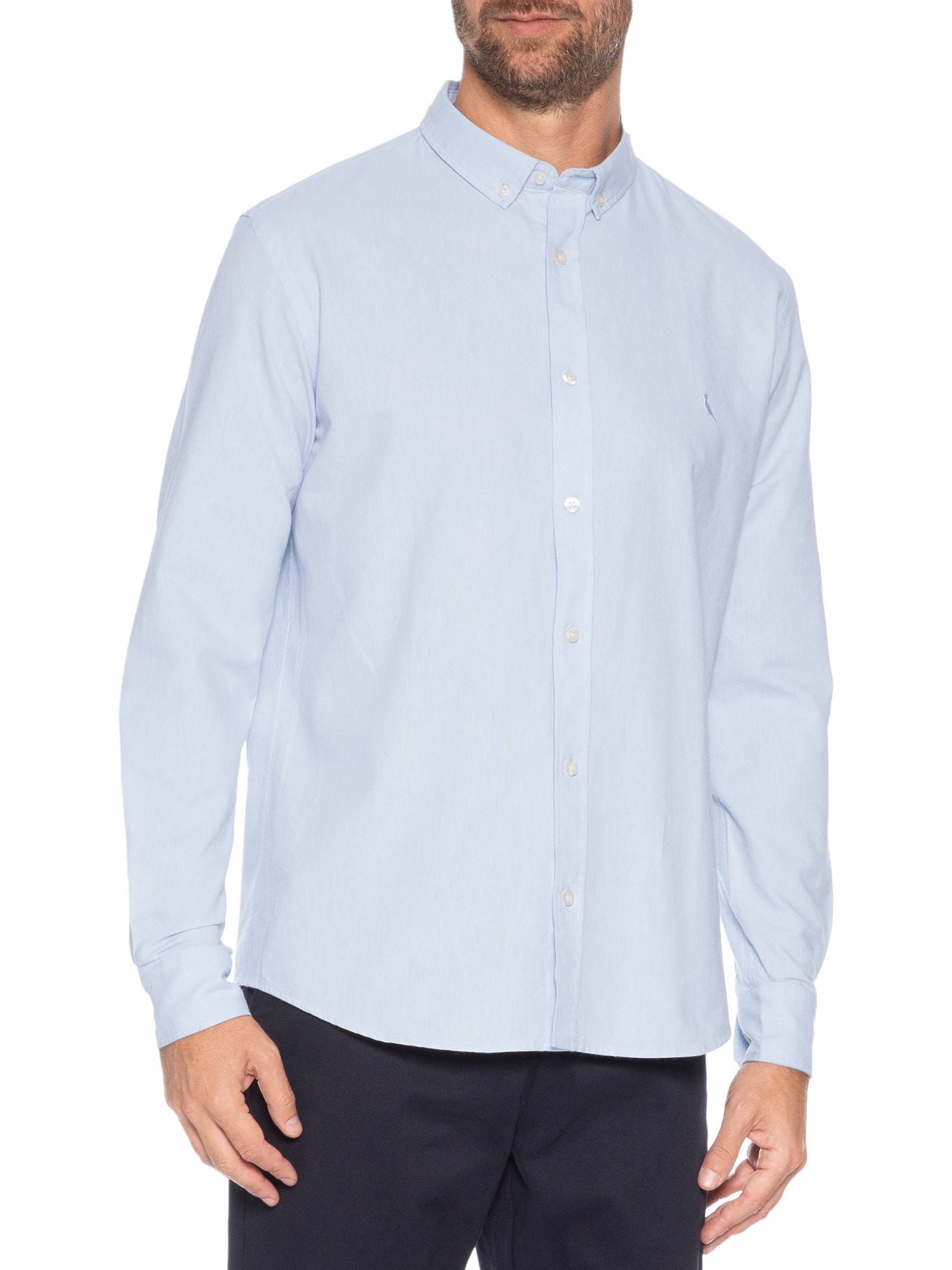 Camisa Casual Masculina Manga Longa Jorah Pana Azul Reserva