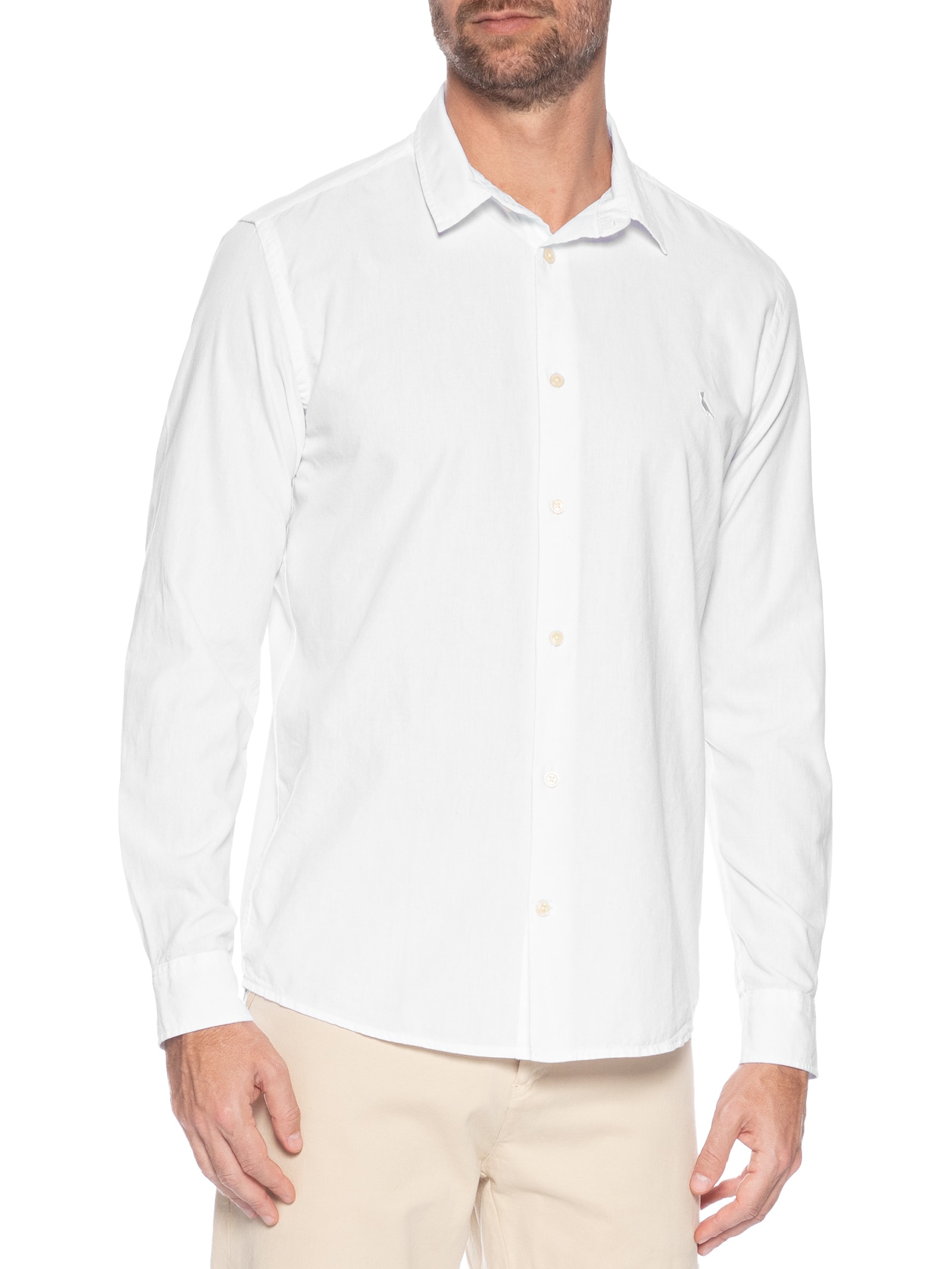 Camisa Casual Masculina Manga Longa Nova Paraty Branco Reserva