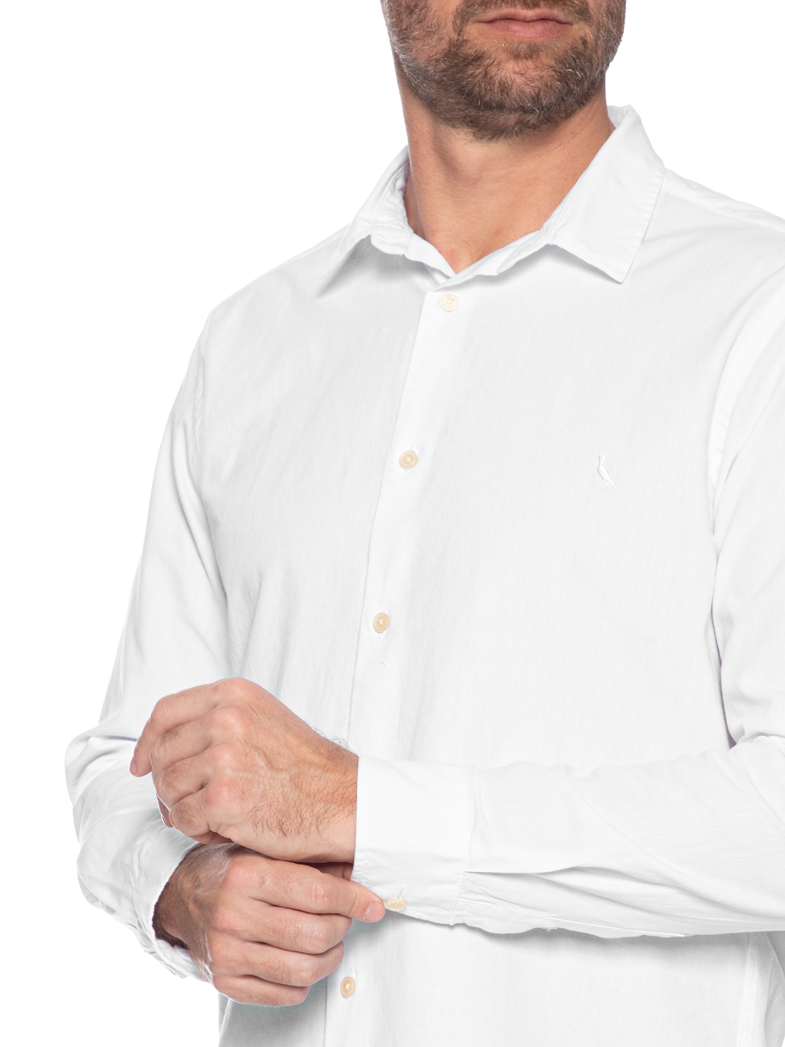 Camisa Casual Masculina Manga Longa Nova Paraty Branco Reserva