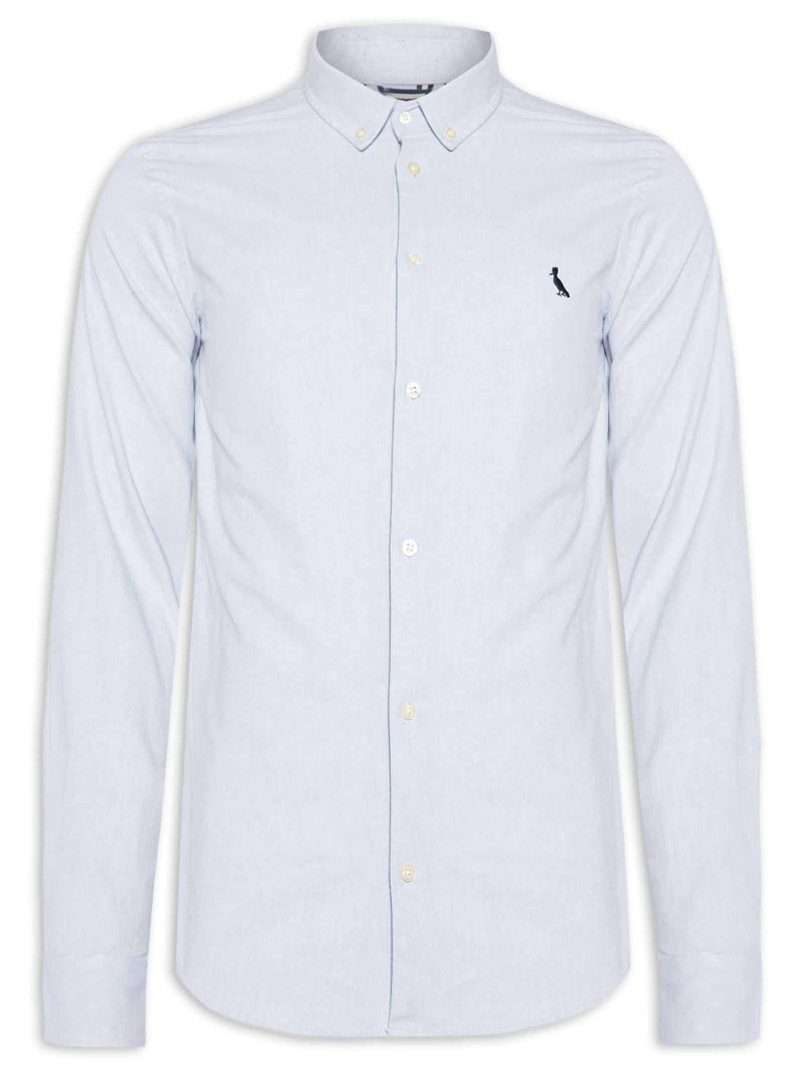 Camisa Casual Masculina Manga Longa Sport Oxford Azul Reserva