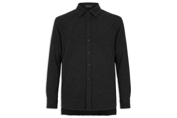 Camisa Casual Masculina Manga Longa Texture - Preto