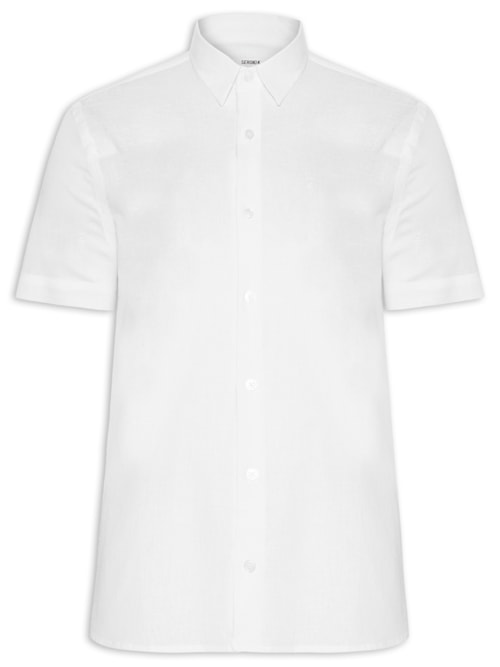 Camisa Casual Masculina Regular Fit Em Linho – Branco