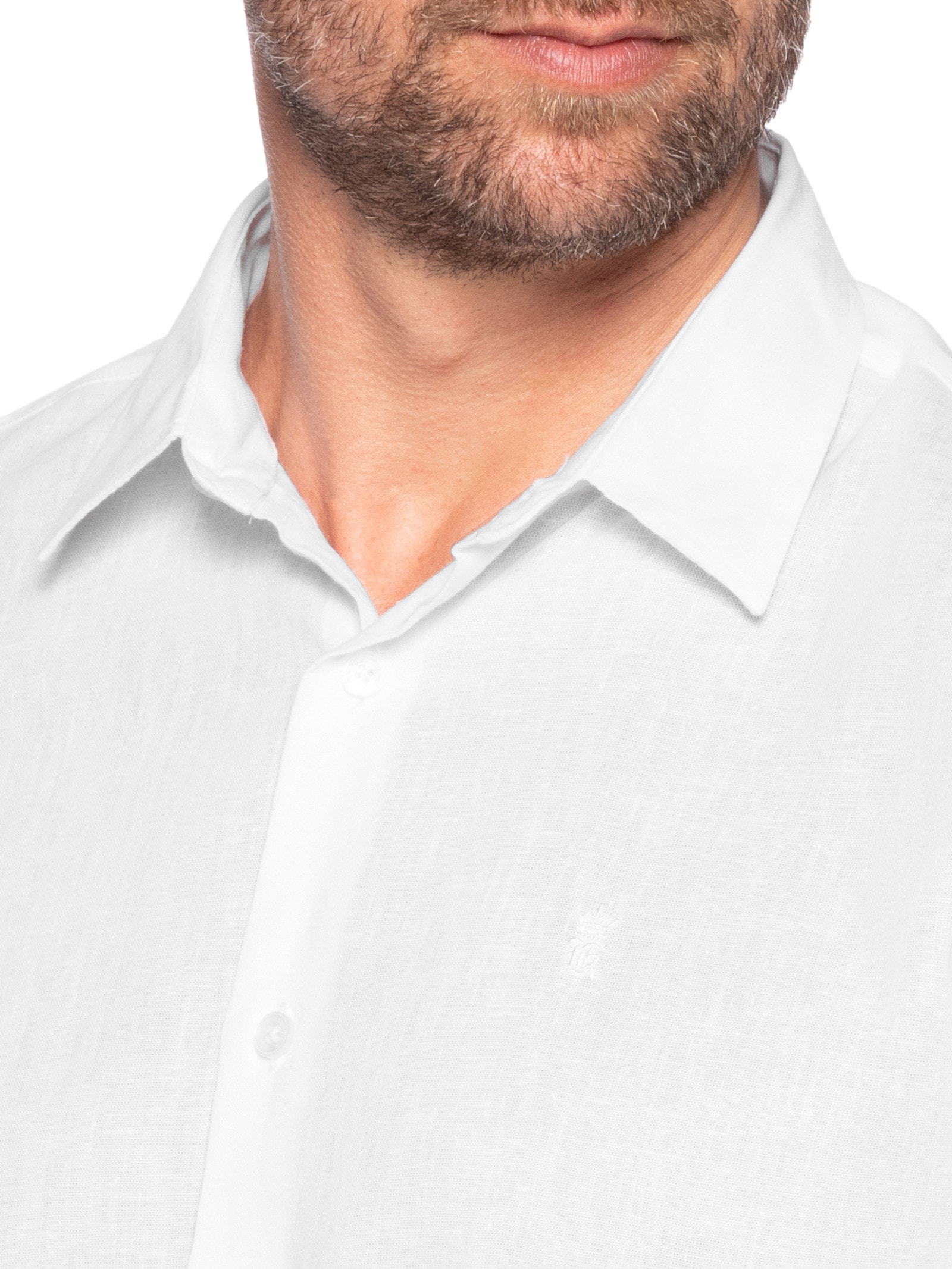 Camisa Casual Masculina Regular Fit Em Linho Branco Sergio K