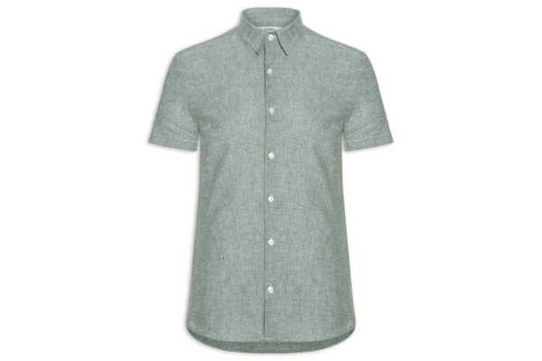 Camisa Casual Masculina Regular Fit Em Linho - Verde