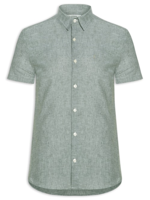 Camisa Casual Masculina Regular Fit Em Linho – Verde
