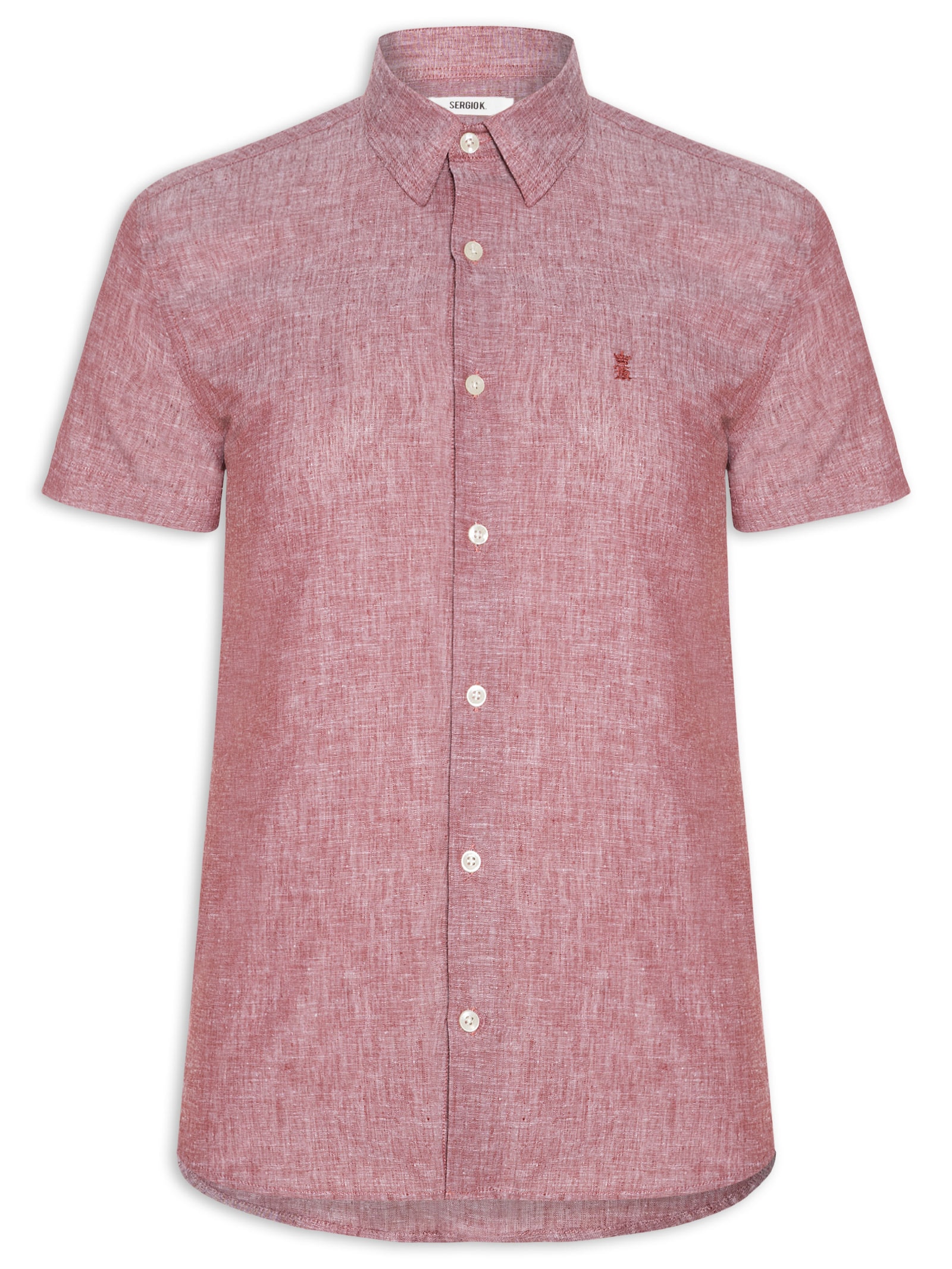 Camisa Casual Masculina Regular Fit Em Linho Vermelho Sergio K
