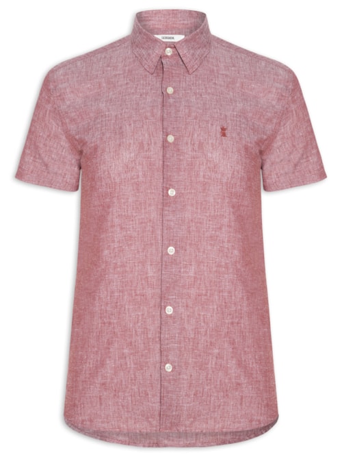 Camisa Casual Masculina Regular Fit Em Linho – Vermelho