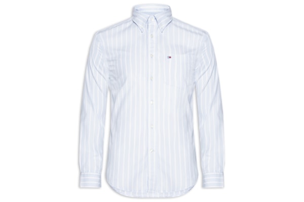 Camisa Casual Masculina Regular Fit Em Popline Estampada - Azul