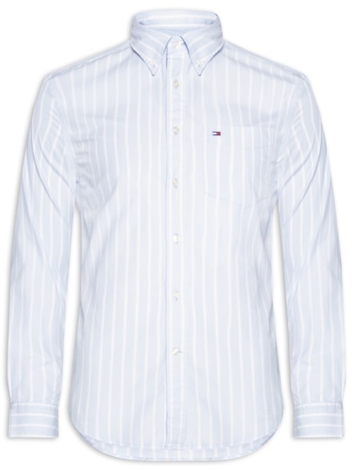 Camisa Casual Masculina Regular Fit Em Popline Estampada – Azul