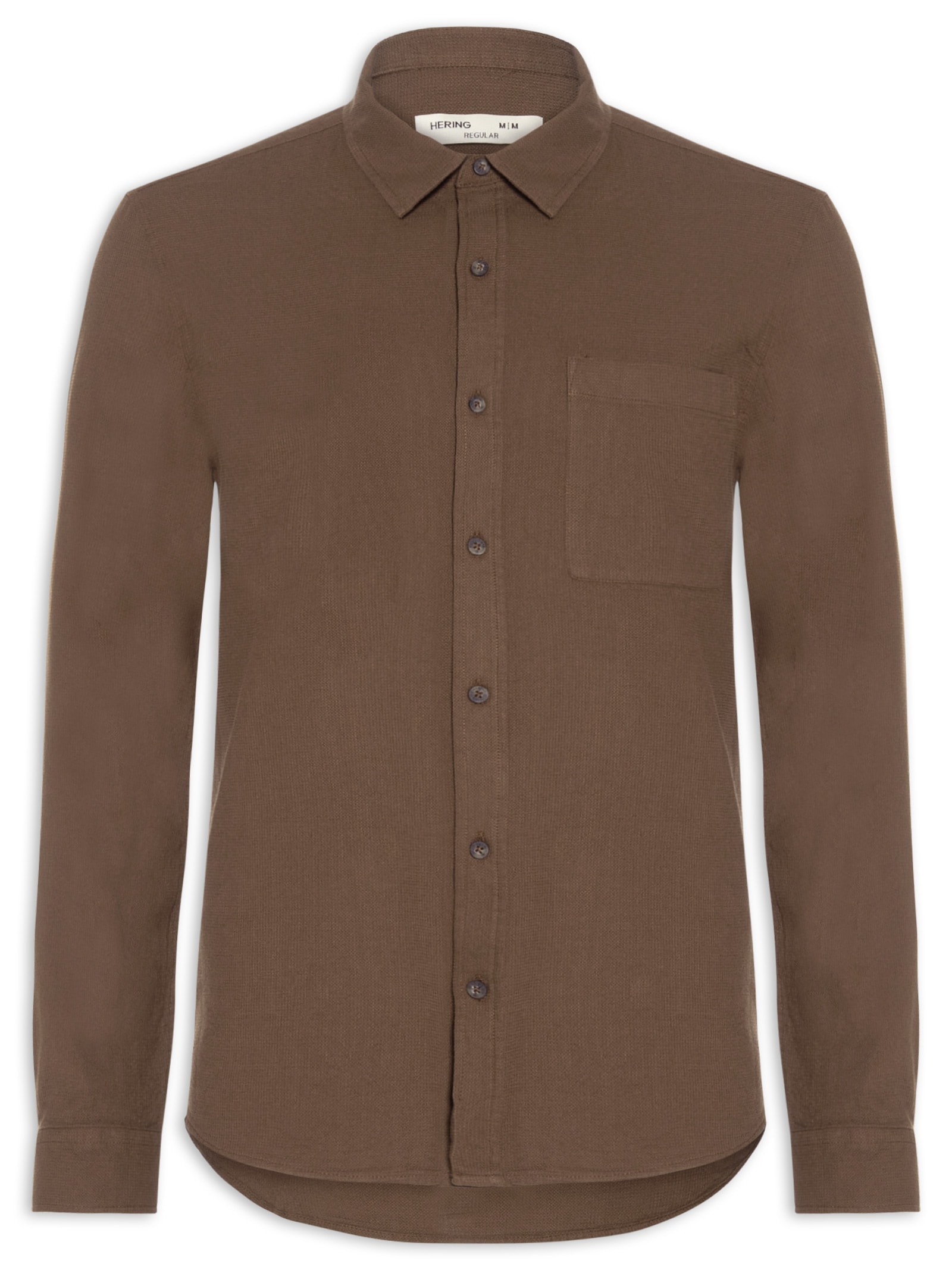 Camisa Casual Masculina Texturizada Marrom Hering