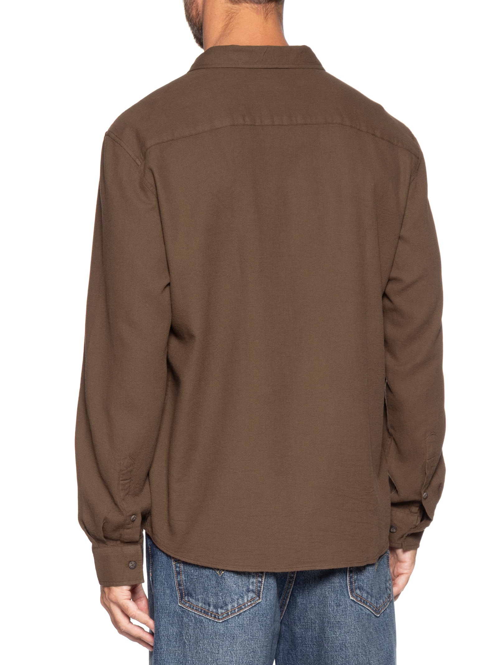 Camisa Casual Masculina Texturizada Marrom Hering