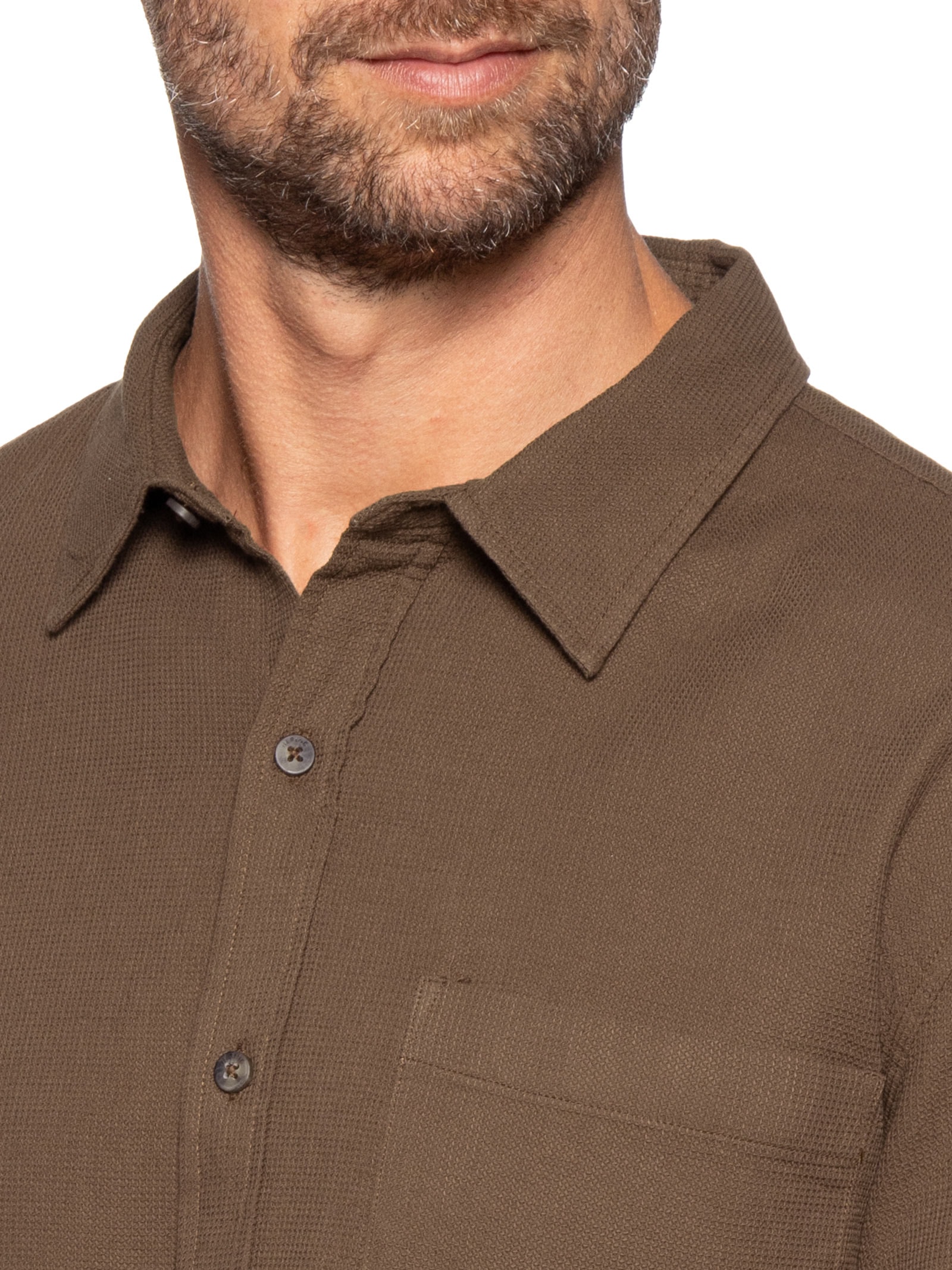 Camisa Casual Masculina Texturizada Marrom Hering