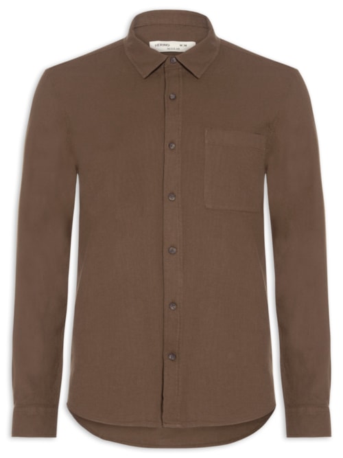Camisa Casual Masculina Texturizada - Marrom