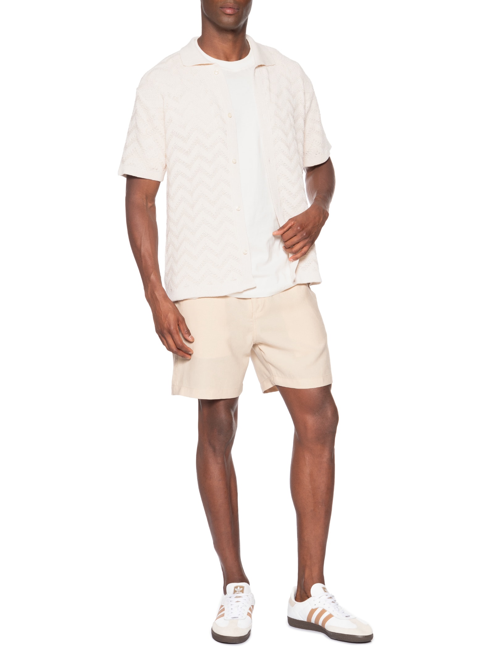 Camisa Casual Masculina Tricot Waves Regular Off White Sergio K