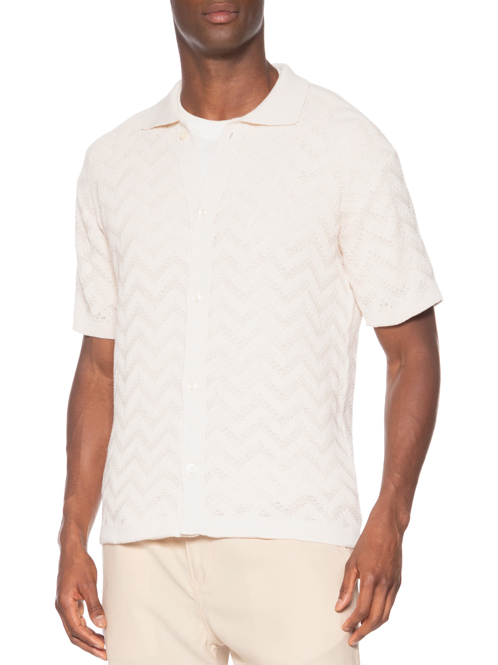 Camisa Casual Masculina Tricot Waves Regular Off White Sergio K