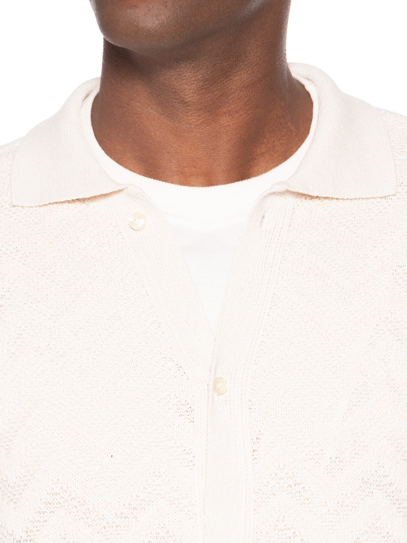 Camisa Casual Masculina Tricot Waves Regular Off White Sergio K