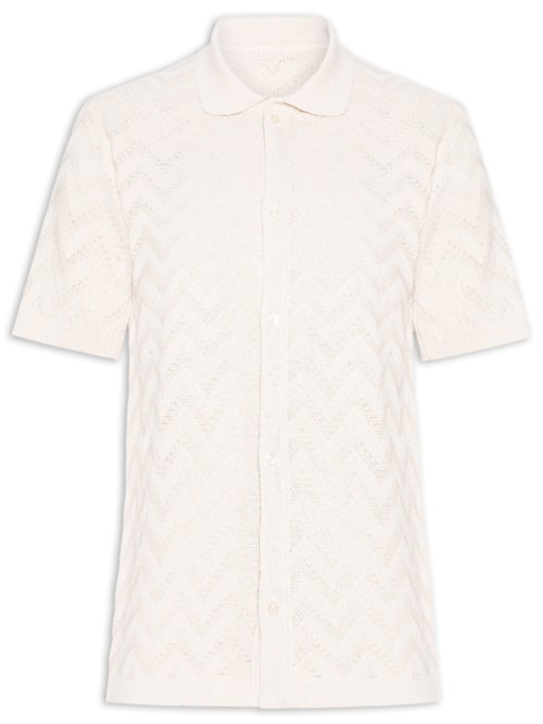 Camisa Casual Masculina Tricot Waves Regular – Off White
