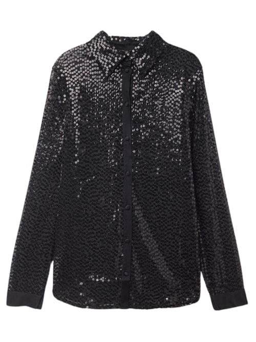 Camisa Com Paetês See The Magic – Preto