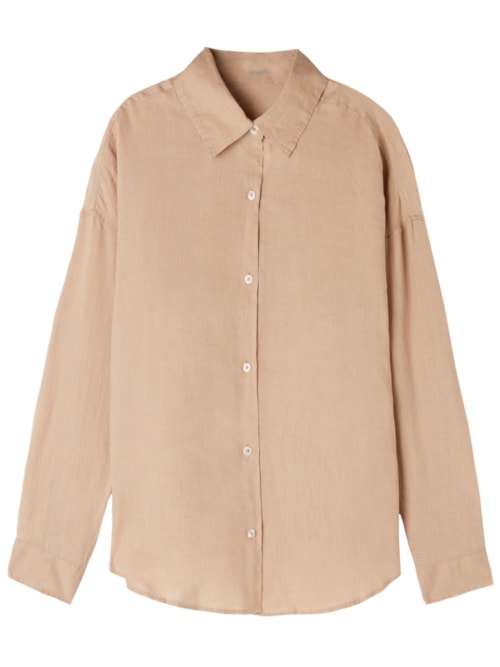 Camisa Curta Em Linho – Bege