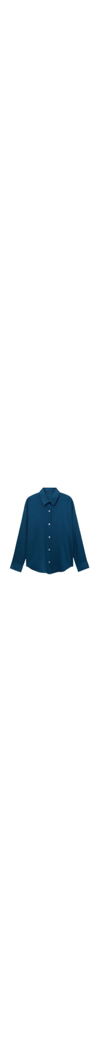 Camisa Curta Em Linho e Viscose - Azul