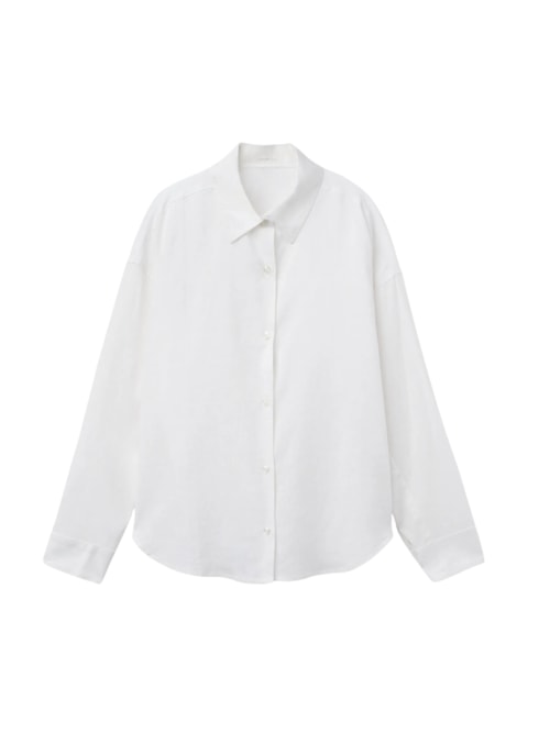 Camisa Curta Em Linho e Viscose – Branco