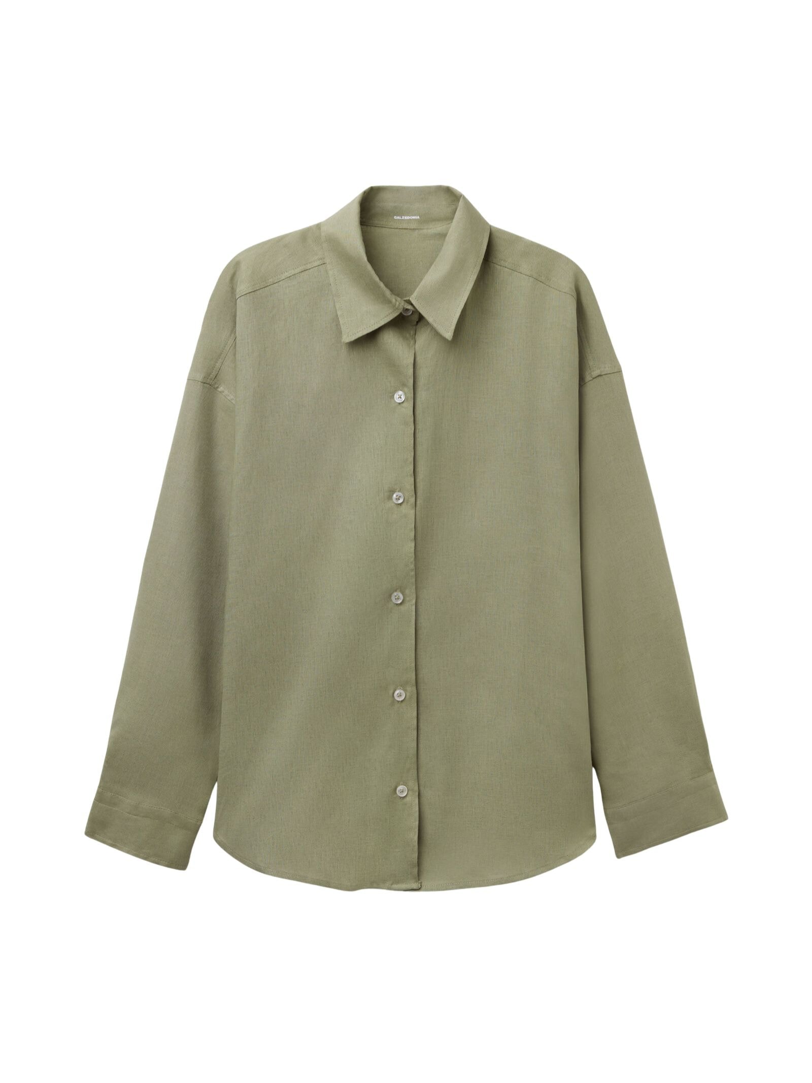 Camisa Curta Em Linho e Viscose Verde Calzedonia