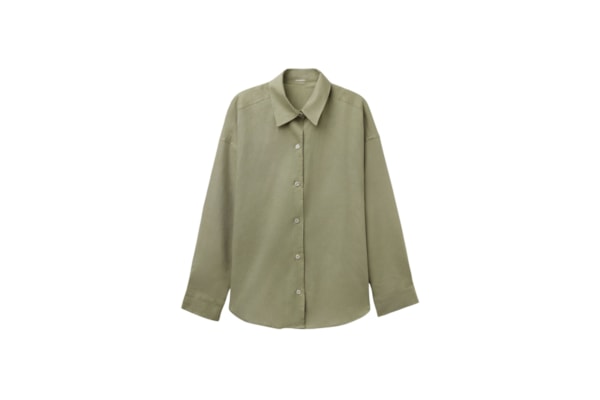Camisa Curta Em Linho e Viscose - Verde