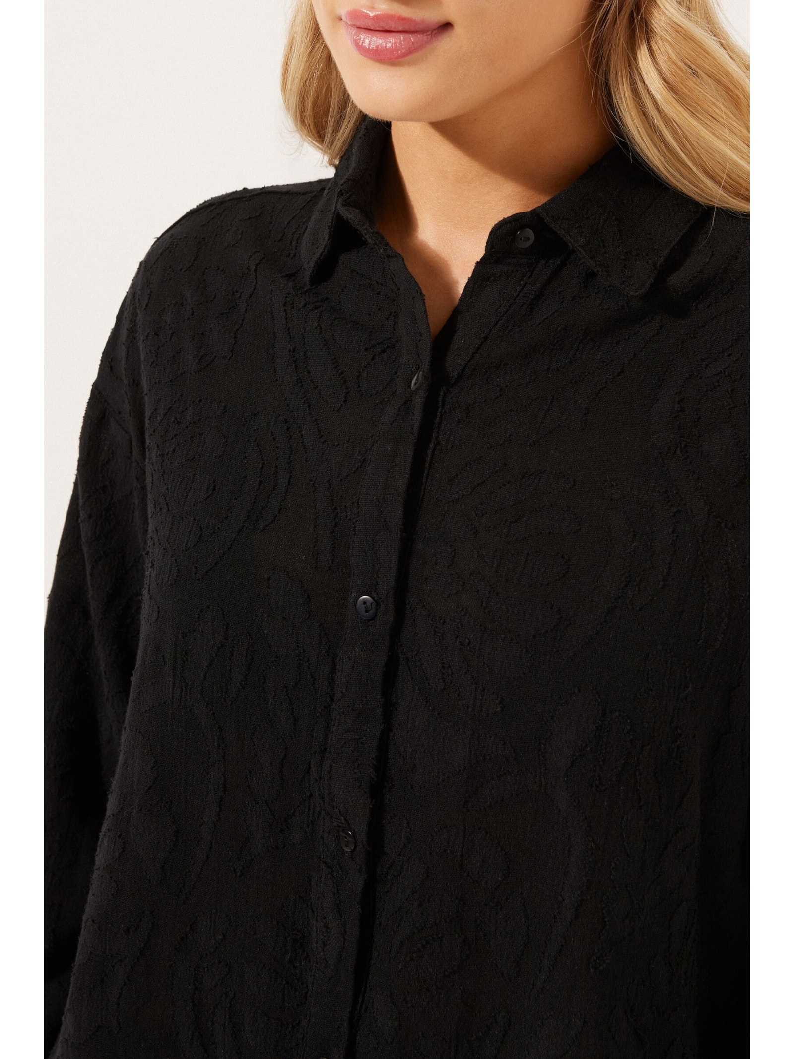 Camisa Curta Jacquard Preto Calzedonia